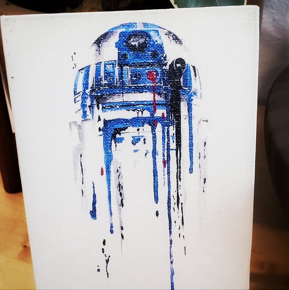 custom R2D2 5x7 printed canvas with easel